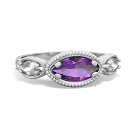 Amethyst Milgrain Marquise 14K White Gold ring R5700