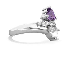 Amethyst Heart To Heart 14K White Gold ring R2064