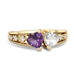 Amethyst Heart To Heart 14K Yellow Gold ring R3342