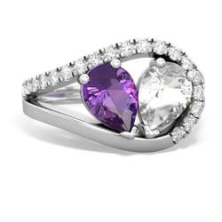 Amethyst Nestled Heart Keepsake 14K White Gold ring R5650