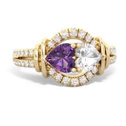 Amethyst Art-Deco Keepsake 14K Yellow Gold ring R5630