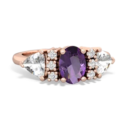 Amethyst Antique Style Three Stone 14K Rose Gold ring R2186