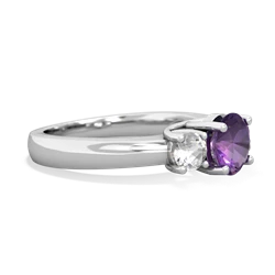 Amethyst Three Stone Round Trellis 14K White Gold ring R4018