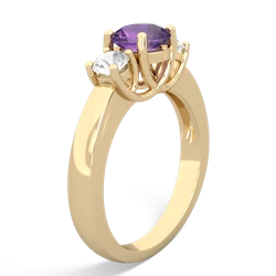 Amethyst Three Stone Round Trellis 14K Yellow Gold ring R4018