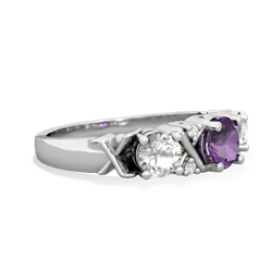 Amethyst Hugs And Kisses 14K White Gold ring R5016