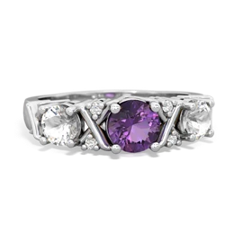 Amethyst Hugs And Kisses 14K White Gold ring R5016