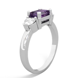 Amethyst Three Stone 14K White Gold ring R5235