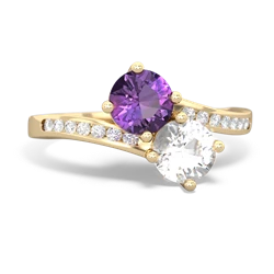 Amethyst Channel Set Two Stone 14K Yellow Gold ring R5303