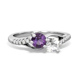 Amethyst Infinity Pave Two Stone 14K White Gold ring R5285