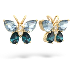 Aquamarine Butterfly 14K Yellow Gold earrings E2215