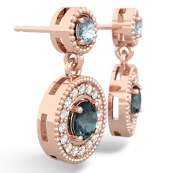 Aquamarine Halo Dangle 14K Rose Gold earrings E5319