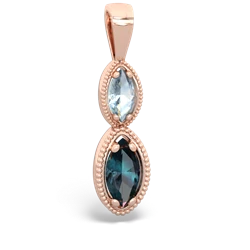 Aquamarine Antique-Style Halo 14K Rose Gold pendant P5700