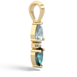 Aquamarine Bowtie Drop 14K Yellow Gold pendant P0865