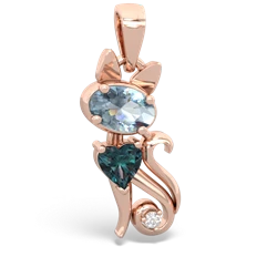 Aquamarine Kitten 14K Rose Gold pendant P5780