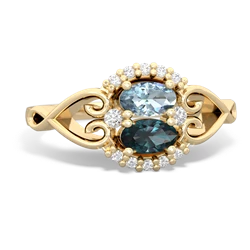 Aquamarine Love Nest 14K Yellow Gold ring R5860