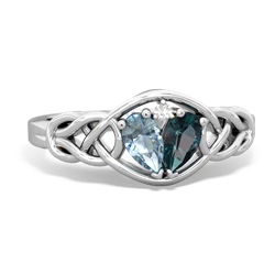 Aquamarine Celtic Love Knot 14K White Gold ring R5420