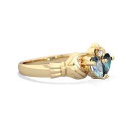 Aquamarine 'Our Heart' Claddagh 14K Yellow Gold ring R2388