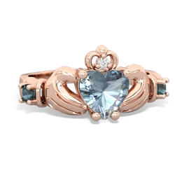 Aquamarine Claddagh Keepsake 14K Rose Gold ring R5245