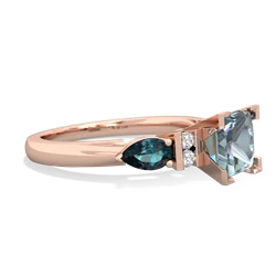 Aquamarine 6Mm Princess Eternal Embrace Engagement 14K Rose Gold ring C2002