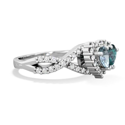 Aquamarine Diamond Twist 'One Heart' 14K White Gold ring R2640HRT