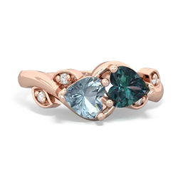 Aquamarine Floral Elegance 14K Rose Gold ring R5790