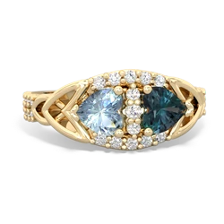 Aquamarine Sparkling Celtic Knot 14K Yellow Gold ring R2645