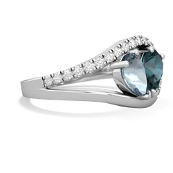 Aquamarine Nestled Heart Keepsake 14K White Gold ring R5650