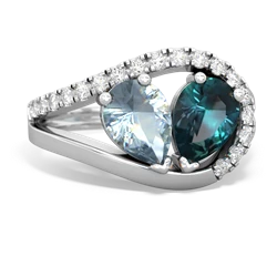 Aquamarine Nestled Heart Keepsake 14K White Gold ring R5650