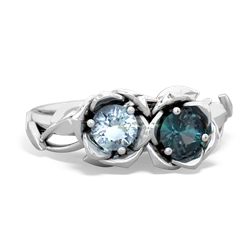 Aquamarine Rose Garden 14K White Gold ring R5510