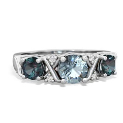 Aquamarine Hugs And Kisses 14K White Gold ring R5016