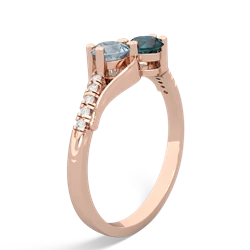 Aquamarine Infinity Pave Two Stone 14K Rose Gold ring R5285