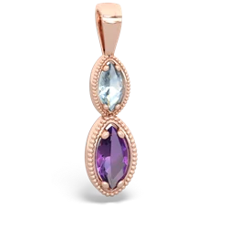 Aquamarine Antique-Style Halo 14K Rose Gold pendant P5700