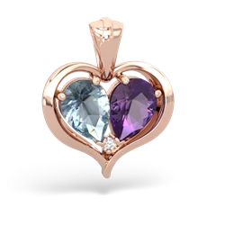 Aquamarine Two Become One 14K Rose Gold pendant P5330