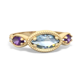 Aquamarine Milgrain Marquise 14K Yellow Gold ring R5700