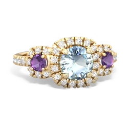 Aquamarine Regal Halo 14K Yellow Gold ring R5350