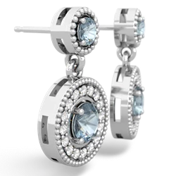 Aquamarine Halo Dangle 14K White Gold earrings E5319