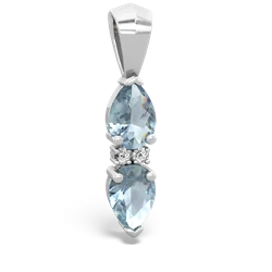 Aquamarine Bowtie Drop 14K White Gold pendant P0865