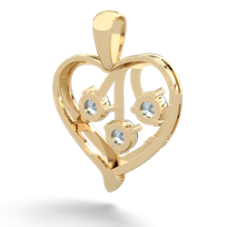 Blue Topaz Glowing Heart 14K Yellow Gold pendant P2233