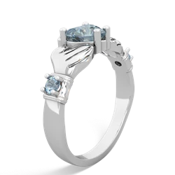 Lab Sapphire Claddagh Keepsake 14K White Gold ring R5245