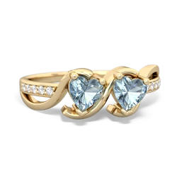 Aquamarine Side By Side 14K Yellow Gold ring R3090