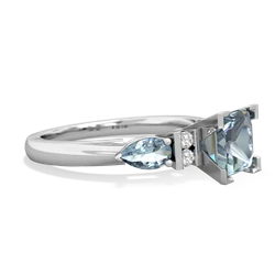 Blue Topaz 6Mm Princess Eternal Embrace Engagement 14K White Gold ring C2002