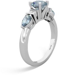 Lab Sapphire 6Mm Round Eternal Embrace Engagement 14K White Gold ring R2005