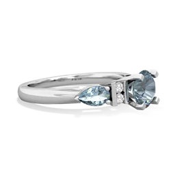 White Topaz 6Mm Round Eternal Embrace Engagement 14K White Gold ring R2005