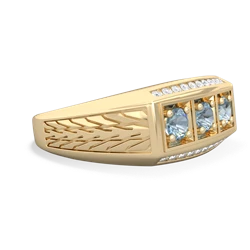 Jade Three Stone Tire Tread Men's 14K Yellow Gold ring R0520