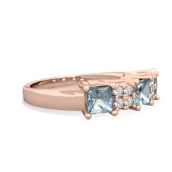 Blue Topaz Three Stone Diamond Cluster 14K Rose Gold ring R2592