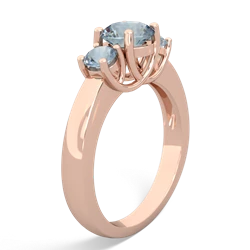 Lab Sapphire Three Stone Round Trellis 14K Rose Gold ring R4018