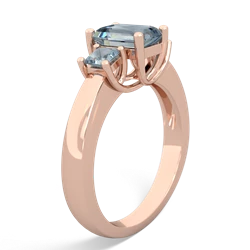 Amethyst Three Stone Emerald-Cut Trellis 14K Rose Gold ring R4021