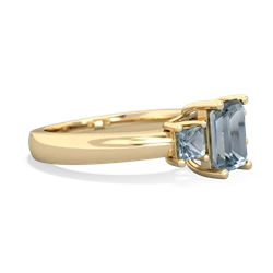 Smoky Quartz Three Stone Emerald-Cut Trellis 14K Yellow Gold ring R4021