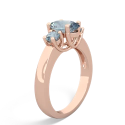 Aquamarine Three Stone Oval Trellis 14K Rose Gold ring R4024