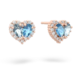 Aquamarine Halo 14K Rose Gold earrings E7008